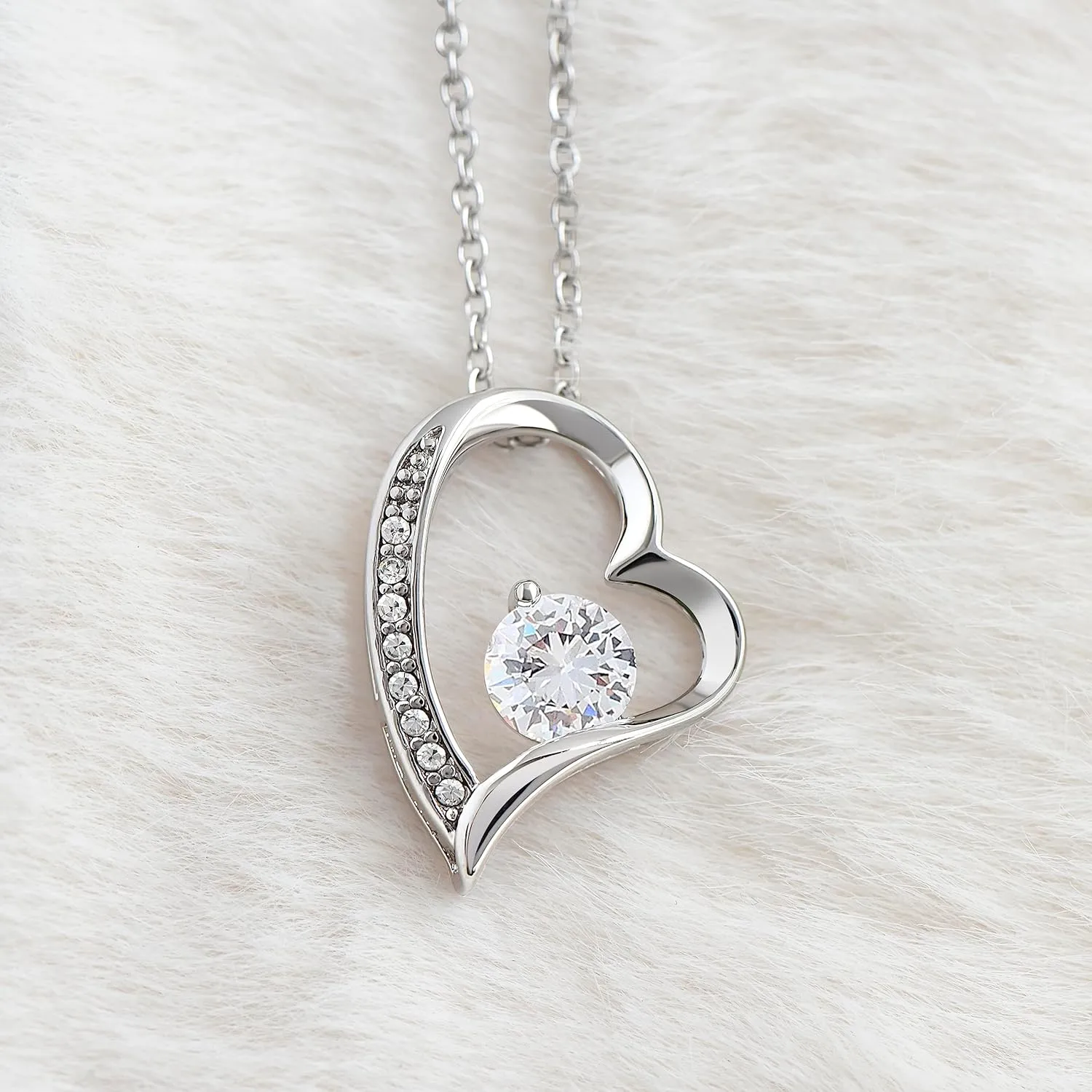 Jewelry Daughter Gift From Dad, Father Daughter Gift, Dad to Daughter Gift, Christmas Birthday Gift, Forever Love Necklace, Daughter Adult (Luxury Box w/LED LIGHT, 14k White Gold Finish)
