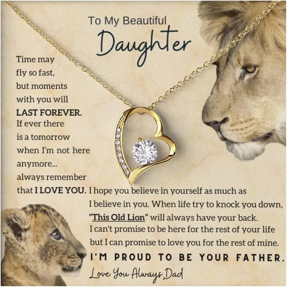 Jewelry To My Beautiful Daughter, Daughter necklace, Gift From Dad, Forever Love Necklace, 14k Sentimental Gift, Dad to Daughter Gift, Christmas Birthday Gift