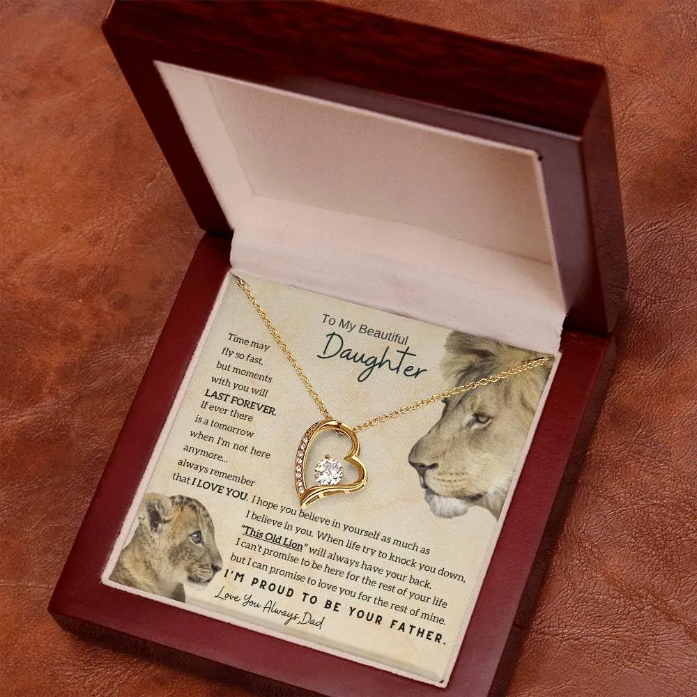 Jewelry To My Beautiful Daughter, Daughter necklace, Gift From Dad, Forever Love Necklace, 14k Sentimental Gift, Dad to Daughter Gift, Christmas Birthday Gift