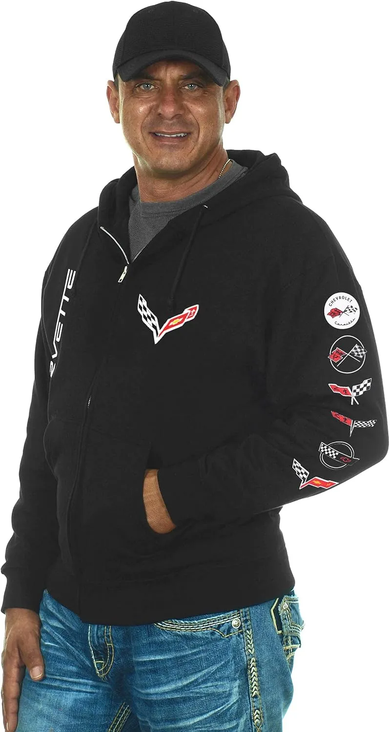 JH DESIGN GROUP Men’s Chevy Corvette Hoodies Pullover & Zip Up Sweatshirts in 6 Styles