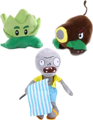 JHESAO 3 PCS Lettuce Plants and Zombies Plush Banner Zombies Toys PVZ Plush 1 2 Stuffed Soft Doll Coconut Cannon Plant Toy New