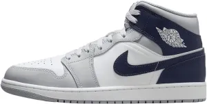 Jordan Men's 1 Mid White/Midnight Navy-Wolf Grey (DQ8426 104)