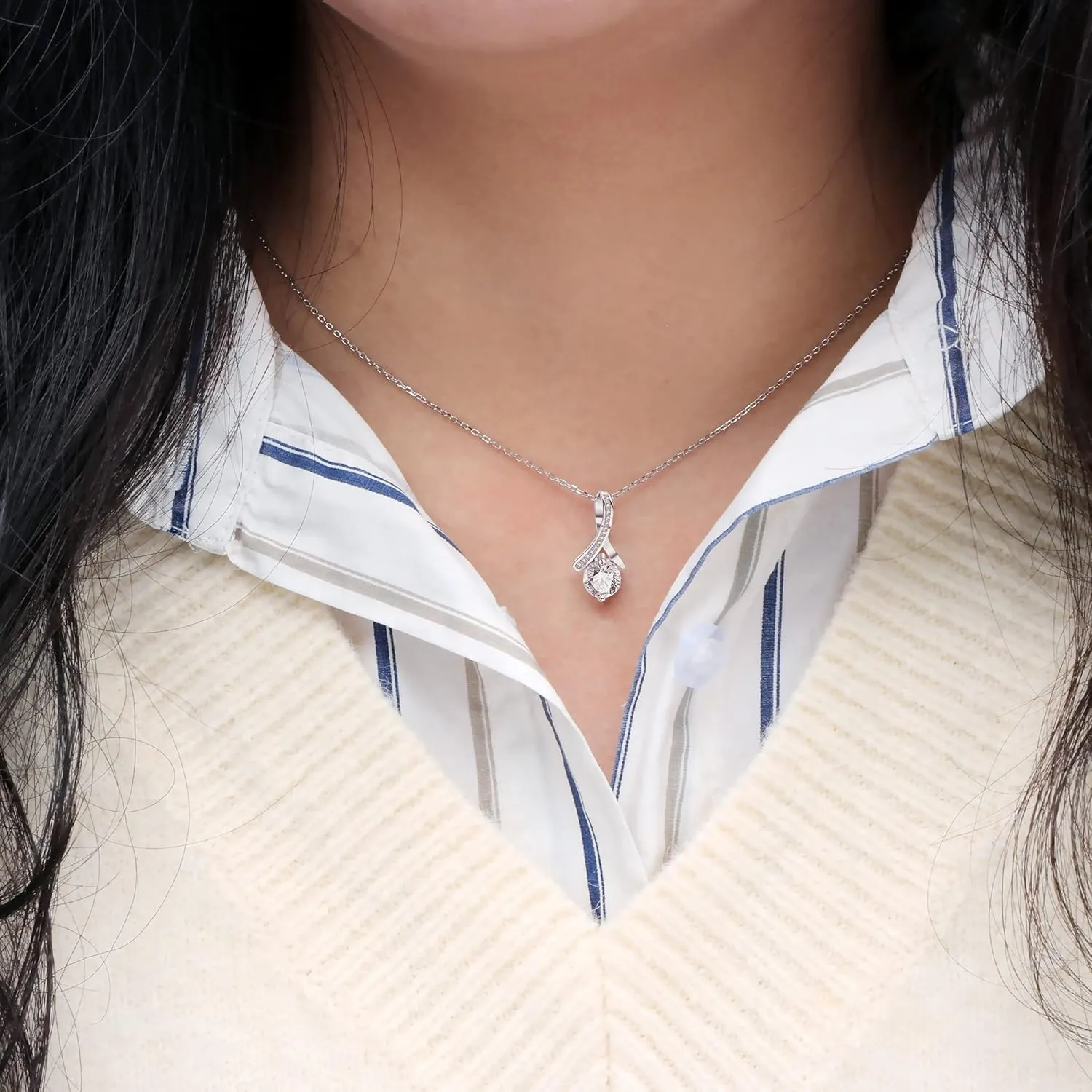 JoycuFF 925 Sterling Silver Love Knot Necklace for Women Cubic Zirconia for Mom Daugter Sister Boyfriend's Mom on Wedding Christmas CZ Pendant