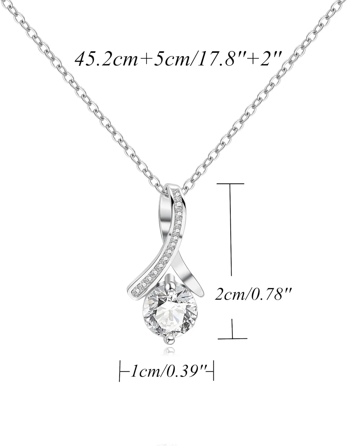 JoycuFF 925 Sterling Silver Love Knot Necklace for Women Cubic Zirconia for Mom Daugter Sister Boyfriend's Mom on Wedding Christmas CZ Pendant