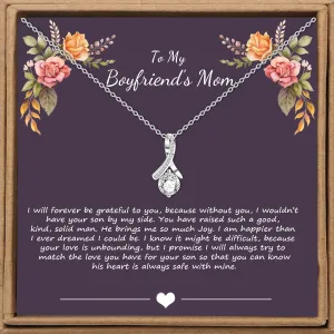 JoycuFF 925 Sterling Silver Love Knot Necklace for Women Cubic Zirconia for Mom Daugter Sister Boyfriend's Mom on Wedding Christmas CZ Pendant