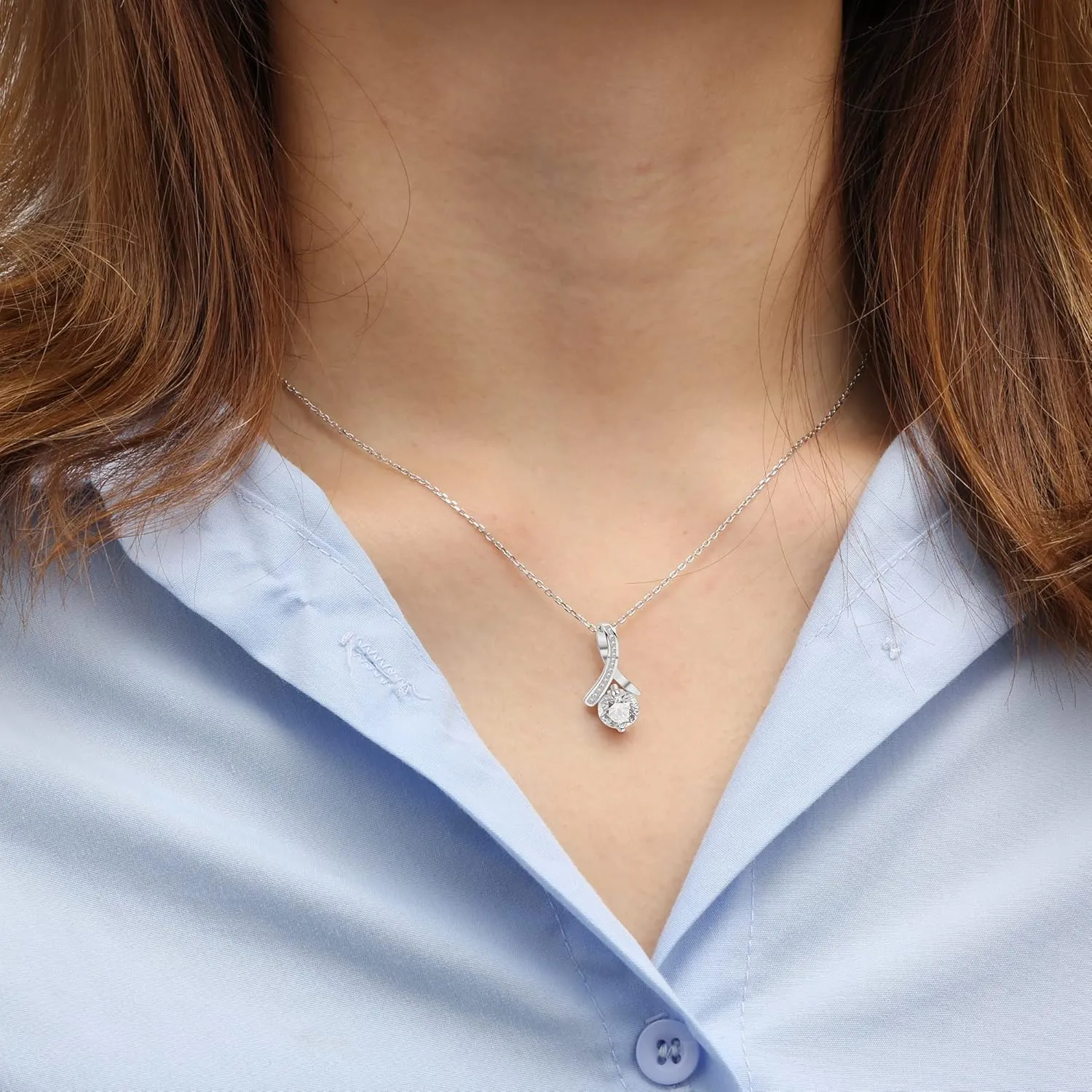 JoycuFF 925 Sterling Silver Love Knot Necklace for Women Cubic Zirconia for Mom Daugter Sister Boyfriend's Mom on Wedding Christmas CZ Pendant