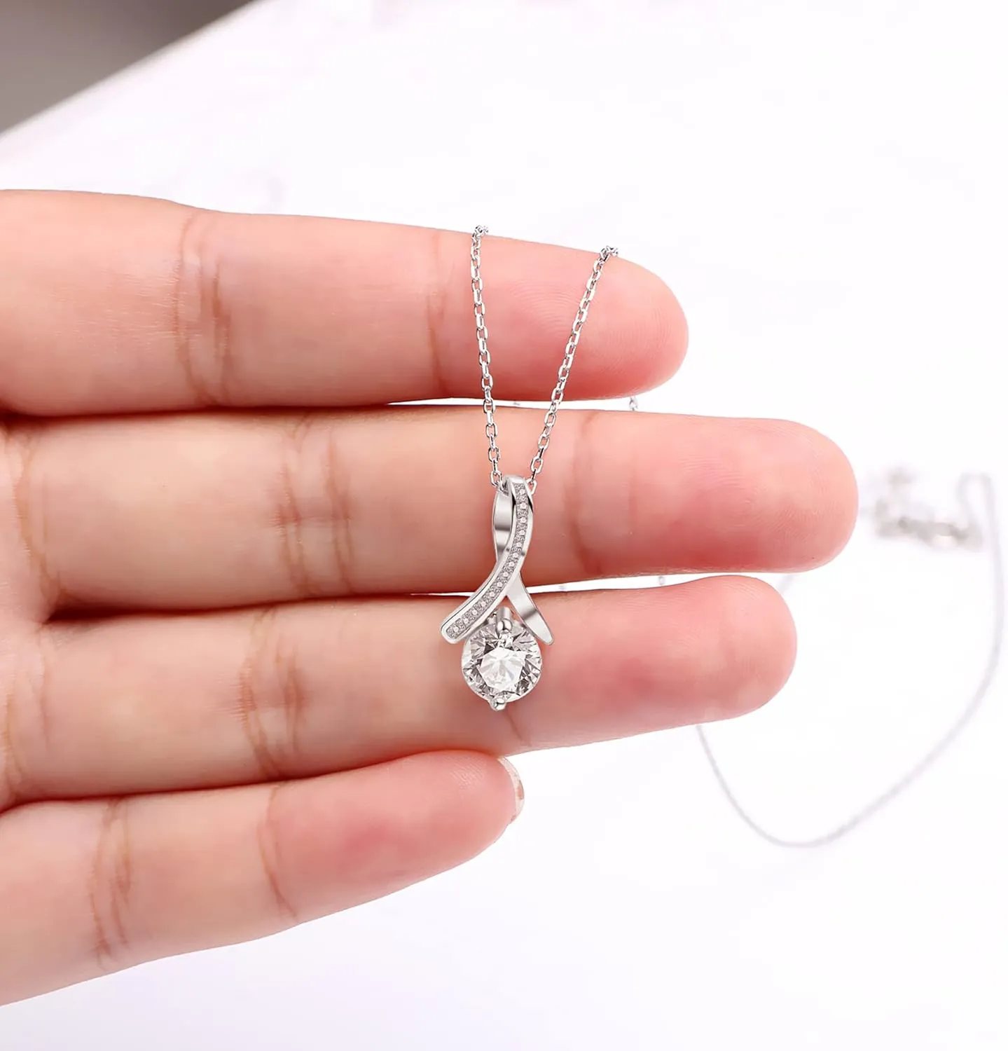 JoycuFF 925 Sterling Silver Love Knot Necklace for Women Cubic Zirconia for Mom Daugter Sister Boyfriend's Mom on Wedding Christmas CZ Pendant