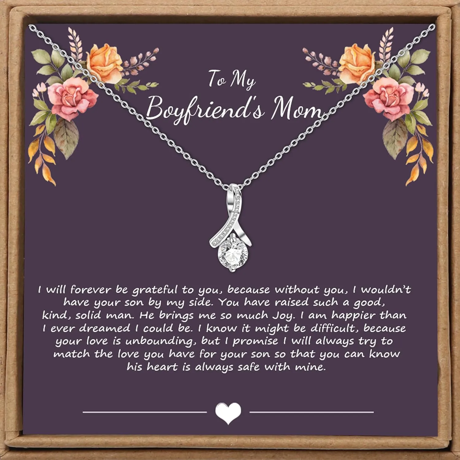 JoycuFF 925 Sterling Silver Love Knot Necklace for Women Cubic Zirconia for Mom Daugter Sister Boyfriend's Mom on Wedding Christmas CZ Pendant