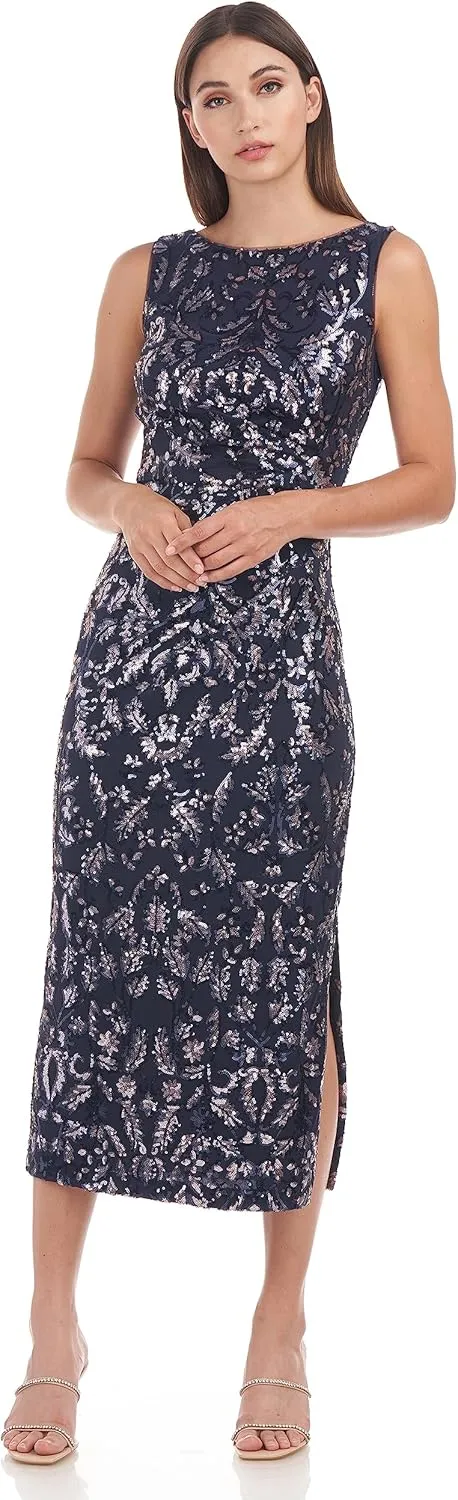 JS Collections Women's Annie Draped Tea Length Dress