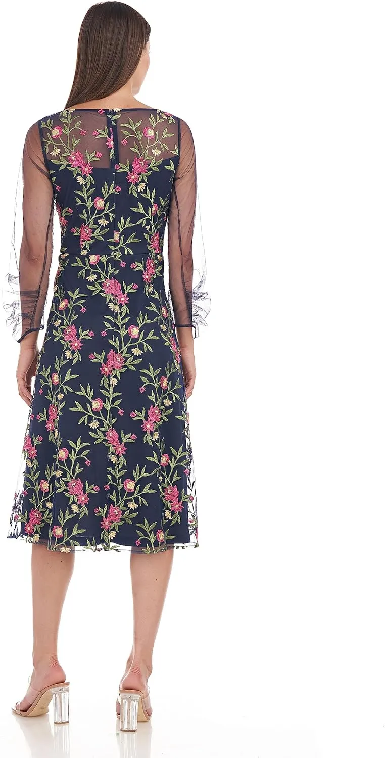 JS Collections Women's Evelyn Illusion Midi Dress