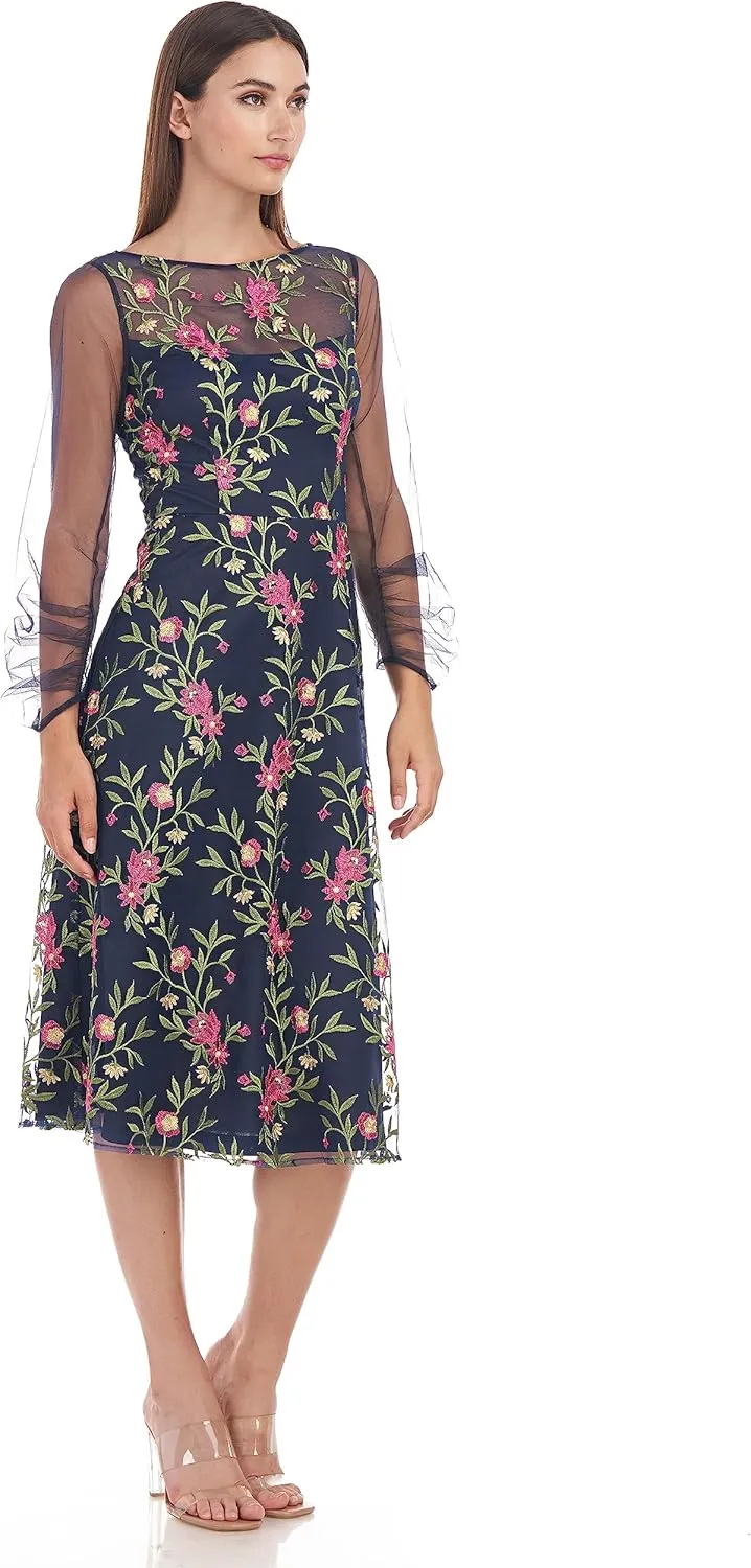 JS Collections Women's Evelyn Illusion Midi Dress