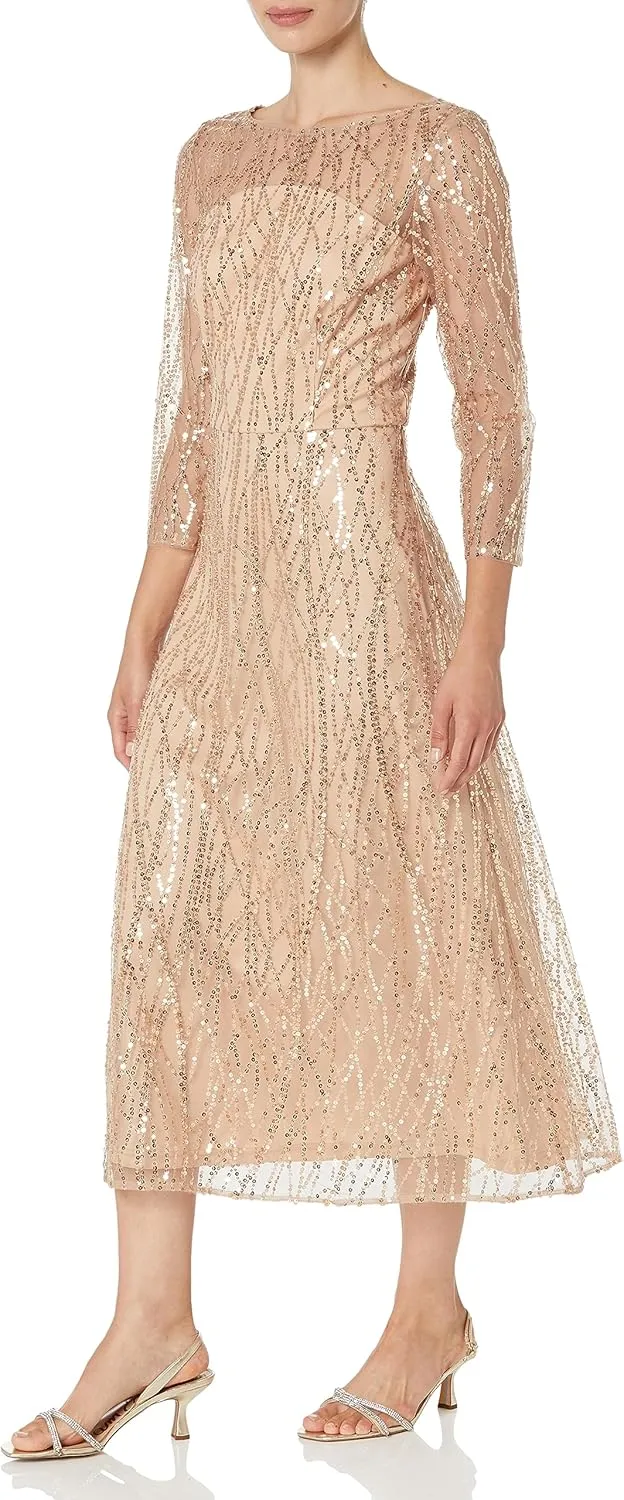 JS Collections Women's Finley A-line Tea Length Dress