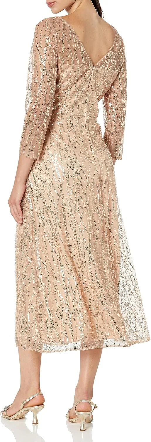 JS Collections Women's Finley A-line Tea Length Dress