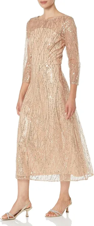 JS Collections Women's Finley A-line Tea Length Dress