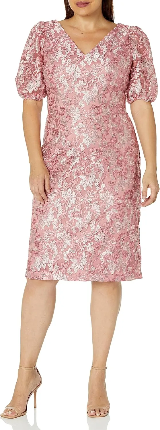JS Collections Women's Lia Puff Sleeve Midi Dress