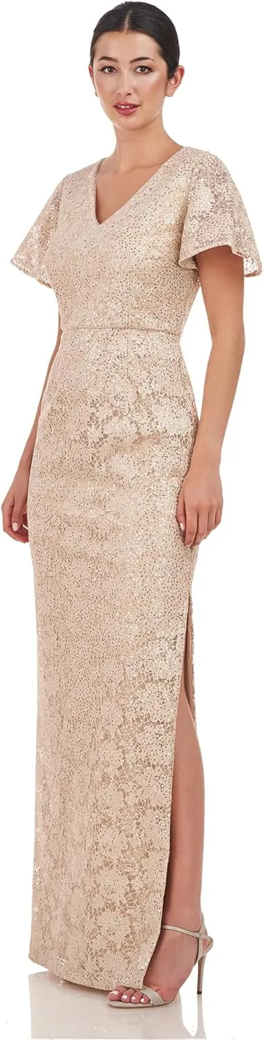 JS Collections Women's Paloma Vneck Column Gown