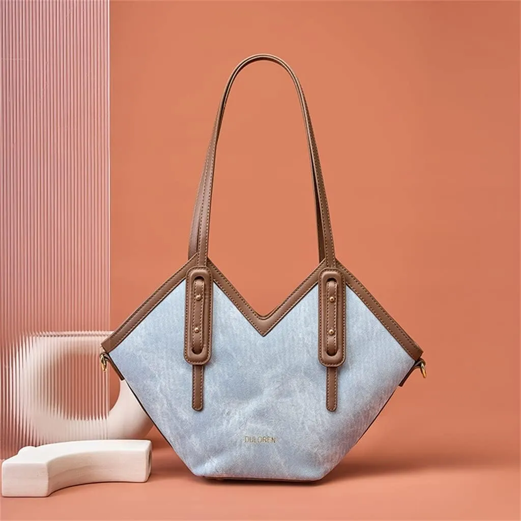 JSEIAJB Large Capacity Care Bag Match Color Denim Shoulder Cross-body Female Bag Autumn Winter Shoulder Tote Bag