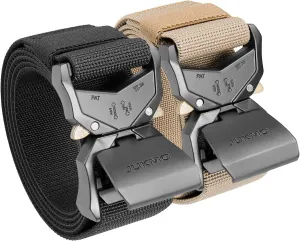 JUKMO Tactical Belt, 2 Pack Military Hiking Rigger 1.5" Nylon Web Work Belt with Heavy Duty Quick Release Buckle