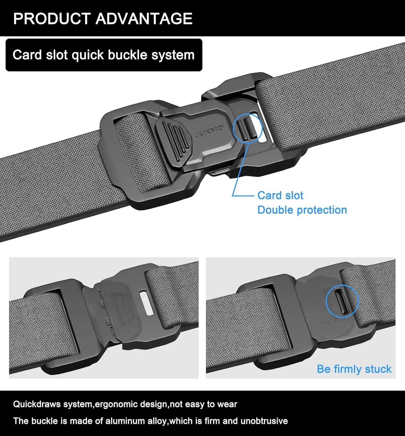 JUKMO Tactical Belt for Men, Military Rigger 1.5" Nylon Web Work Belt with Quick Release Heavy Duty Buckle