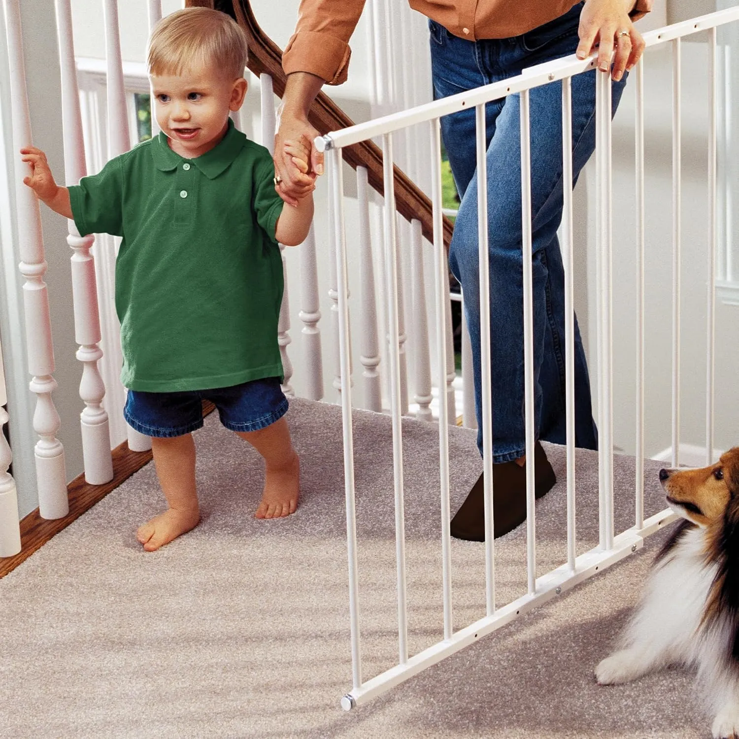 KidCo - G2000 Safeway Top of Stairs Quick Release Baby Gate, Baby Gate for Stairs, (White)