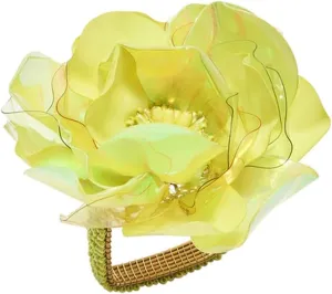 Kim Seybert Gardenia Napkin Ring in Citron, Set of 4, Yellow