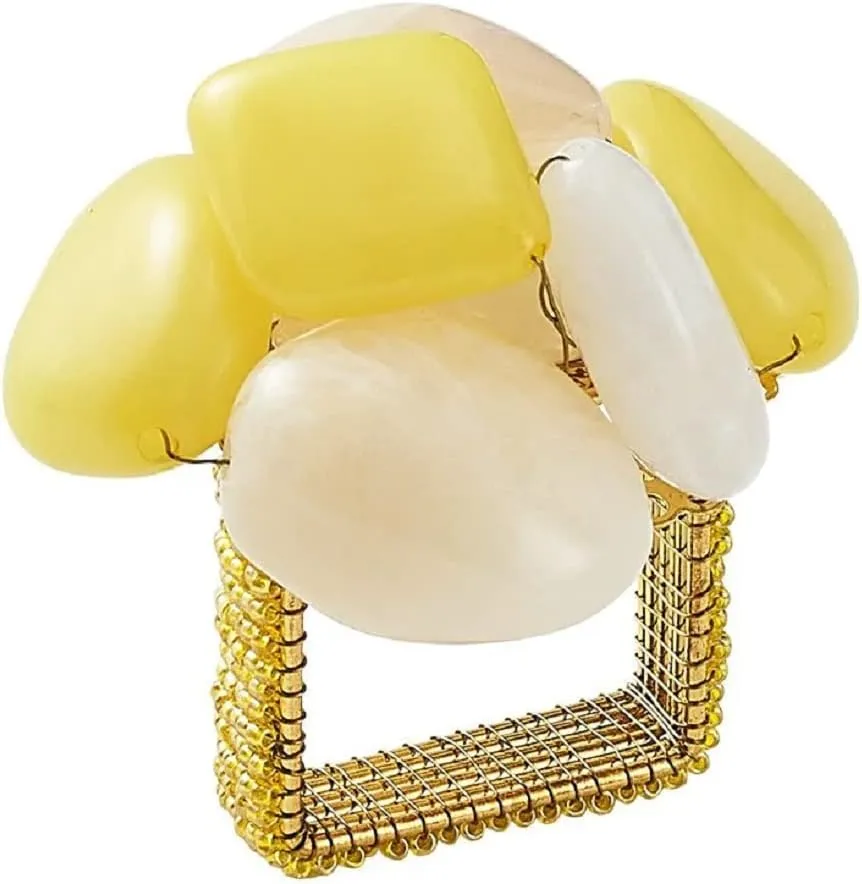 Kim Seybert Sea Stone Napkin Rings in Yellow, Set of 4