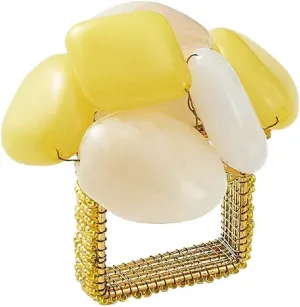 Kim Seybert Sea Stone Napkin Rings in Yellow, Set of 4
