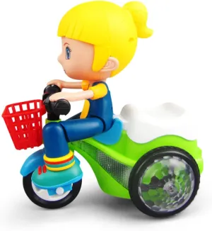 Kisangel Creative Intelligent Tricycle Toy for Boys and Girls Special Design Battery Led Lights Easy Installation for Girls Playtime Adventures Random Color