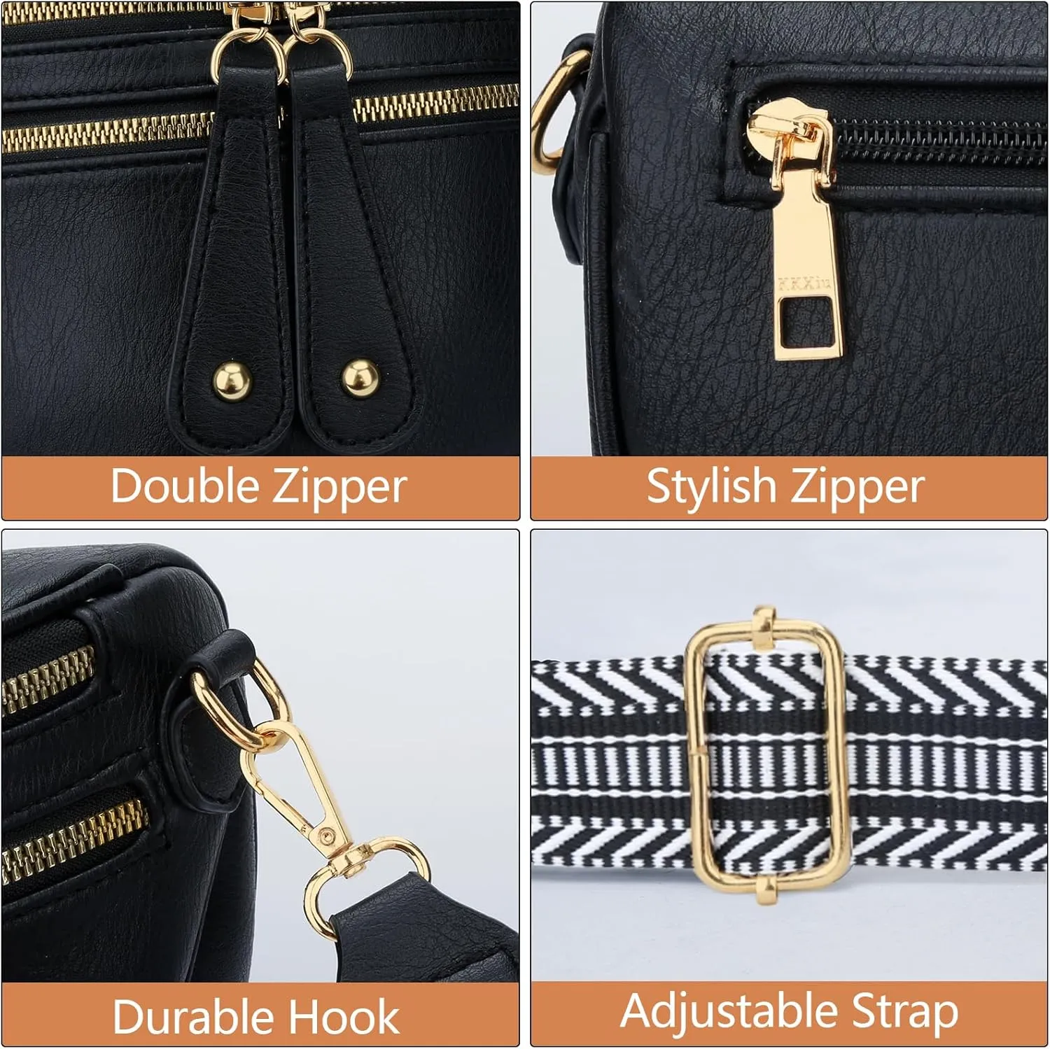 KKXIU Crossbody Sling Bag for Women Trendy Fanny Pack Vegan Leather Chest Bag