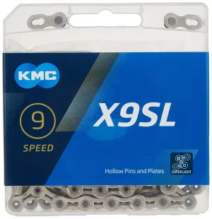 KMC X9 Super Light Silver 9-Speed Bicycle Chain Compatible with Shimano, SRAM, Campagnolo and All Major Systems Attachments: