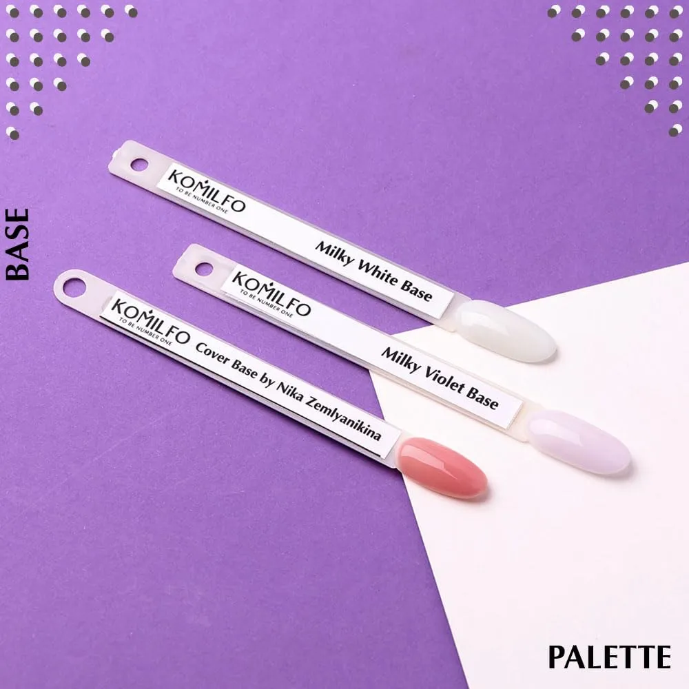 Komilfo Color Base 8ml White Red Milky, Medium density, self-leveling. Fast coverage. Soft, flesh-colored shades, Long -lasting up to 21 days, Nail Gel Polish Led Uv (Base Milky Violet, 15ml)