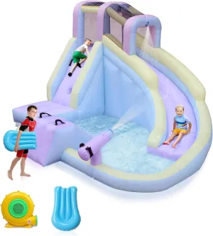 Ktaxon Inflatable Water Slides for Kids, Outdoor & Indoor Waterslide Park Bounce House with Splash Pool, 550W Air Blower, Water Gun for Backyard, Lawn, Ages 3-8 Years