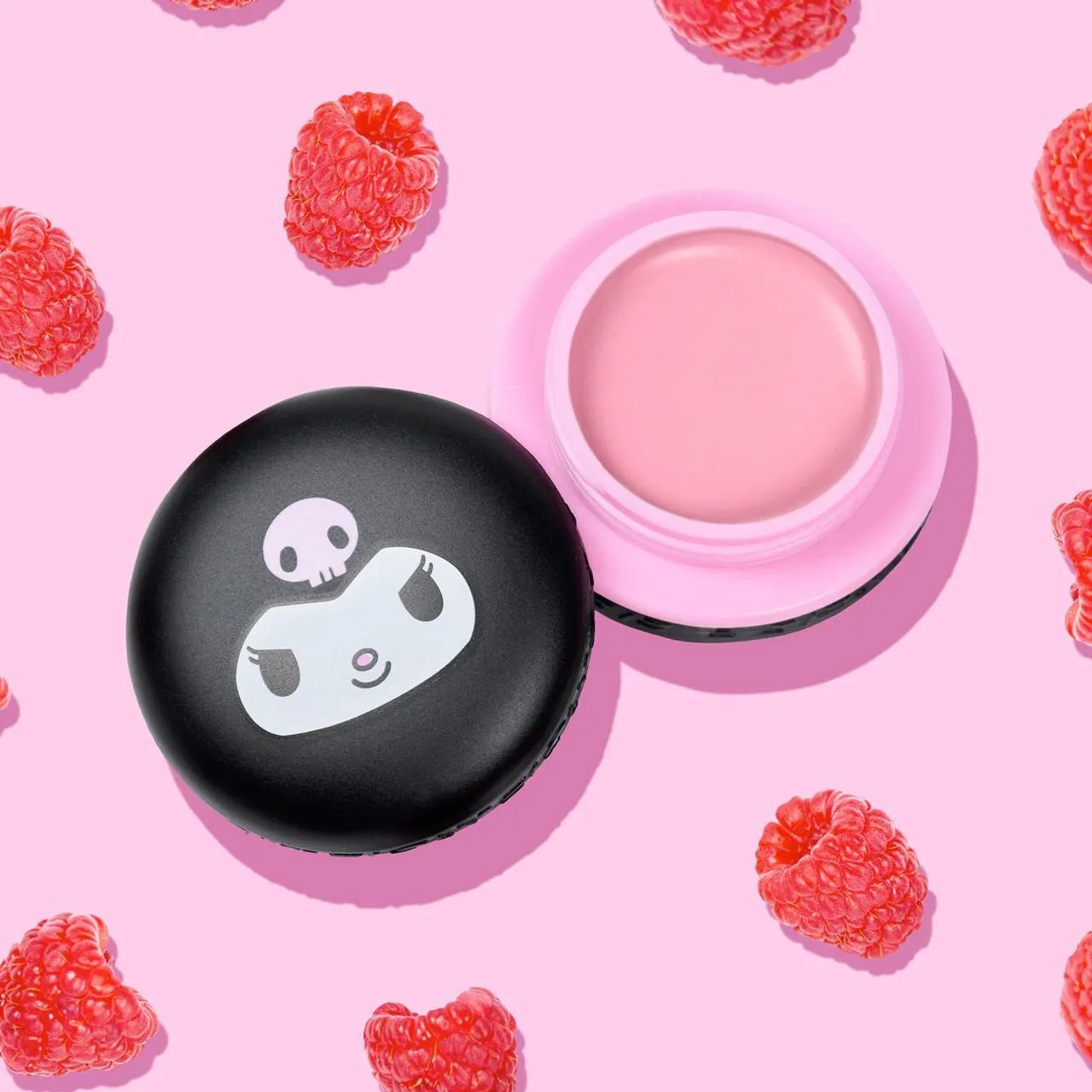 Kuromi Macaron Lip Balm, Raspberry Cream Puff