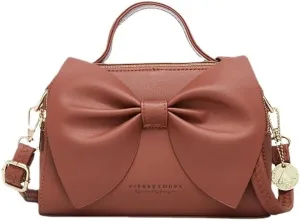 Ladies bag bow shoulder bag crossbody bag (yellowish-brown)