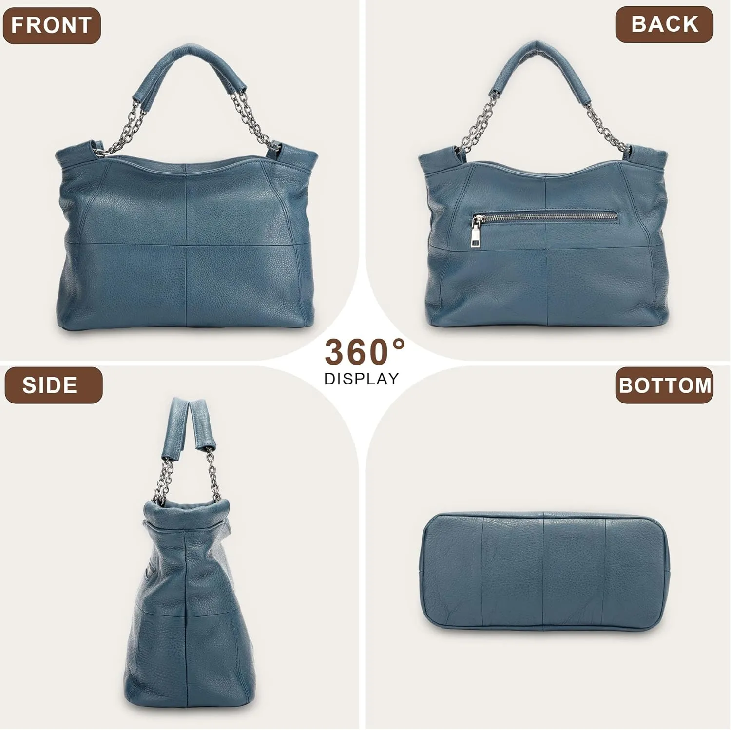 Ladies Crossbody Bag Multi Purpose Leather Handbag Adjustable Chain and Detachable Shoulder Bag