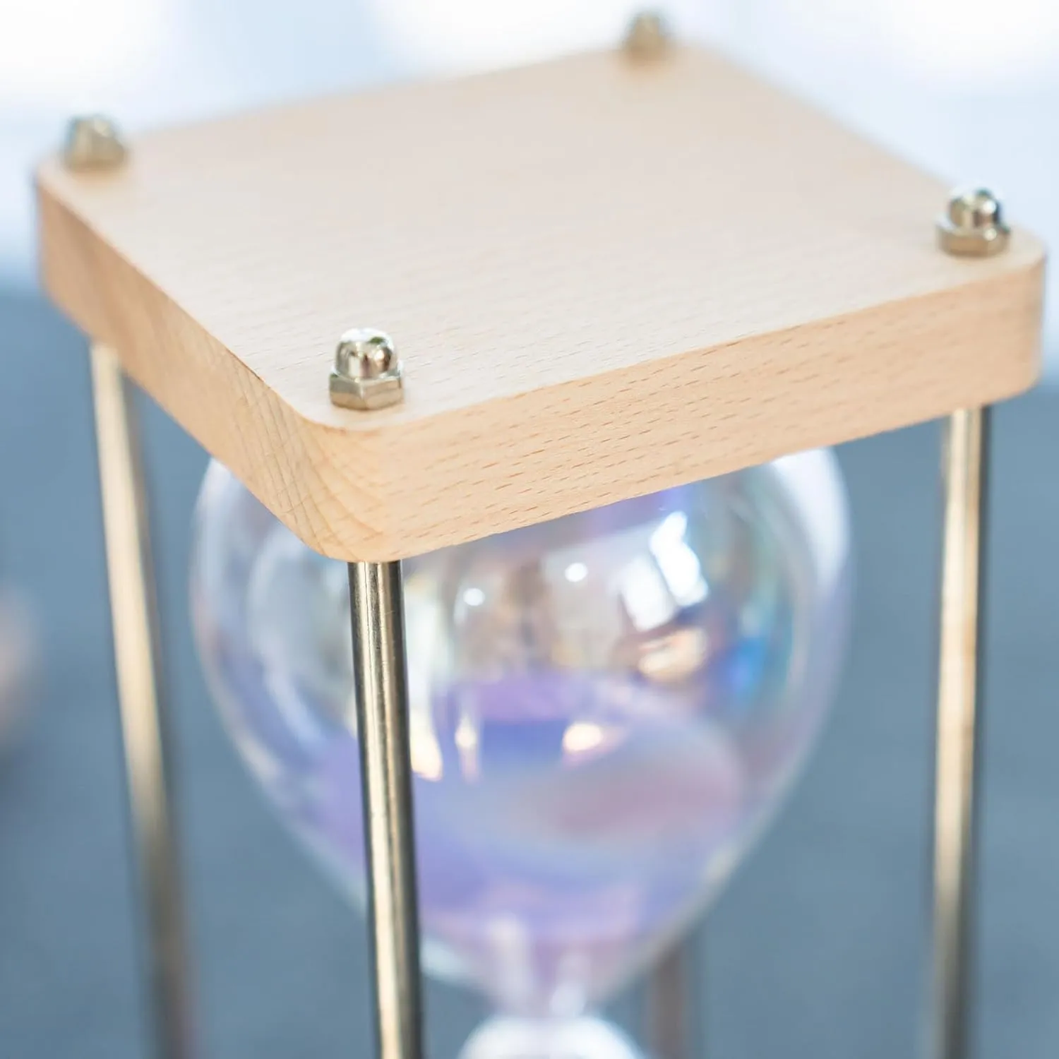 Large 60-Minute Hourglass Sand Timer,Pastel Macaron Glass & Natural Oak Wood Base, Modern Minimalist Office Home Desktop Decor (Macaron Purple)