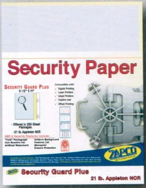 Laser Print Non-Prescription Security Paper (SGP-25-65), with Hidden "Void" Pantograph, Cover Off-White 65-lb, 8.5" x 14", Four Packs (250 Sets Per Pack) - 1000 Sheets