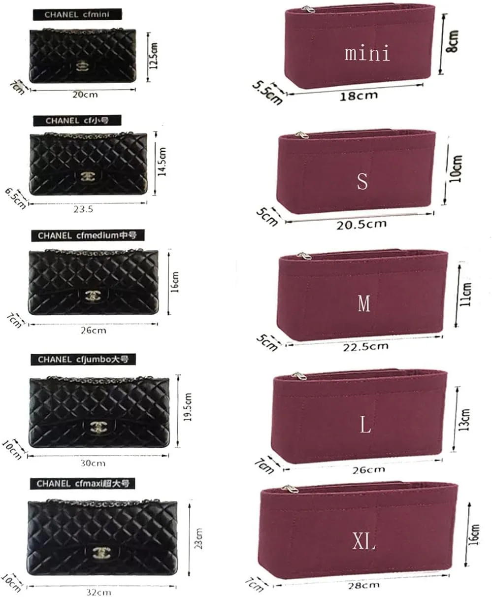Lckaey Bag Organizer Insert for jumbo classic flap bag insert Shaper Purse Organizer No zipper2009Claret-L