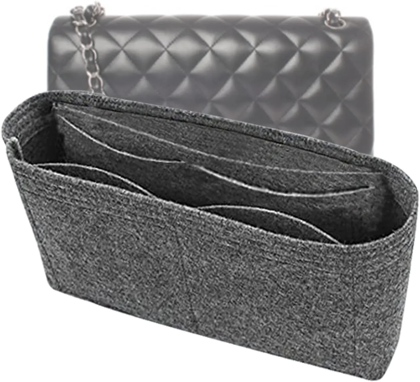 Lckaey Purse Organizer Insert for Classic Flap mini bag Shaper Purse Insert - Premium Handbag Felt Organizer 2009lightgray-mini