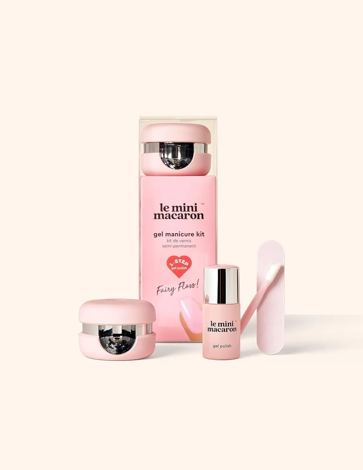 le mini macaron DIY Gel Manicure Kit | Gel Nail Polish Kit w/LED Nail Dryer Lamp, 1 Gel Polish, Cuticle Stick, Nail File, & Remover Wraps, (Cassis)