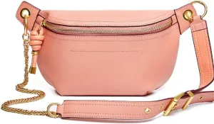 Leather Bag Cross-Body Chest Bag Female Trend Female Bag Small Bag All Match Leather Fanny Pack Female Ins(D)