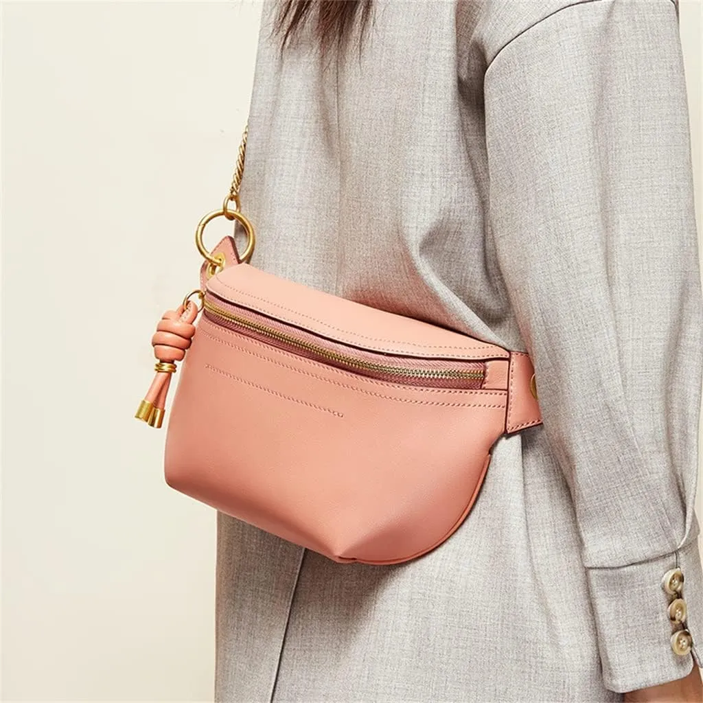 Leather Bag Cross-Body Chest Bag Female Trend Female Bag Small Bag All Match Leather Fanny Pack Female Ins(D)