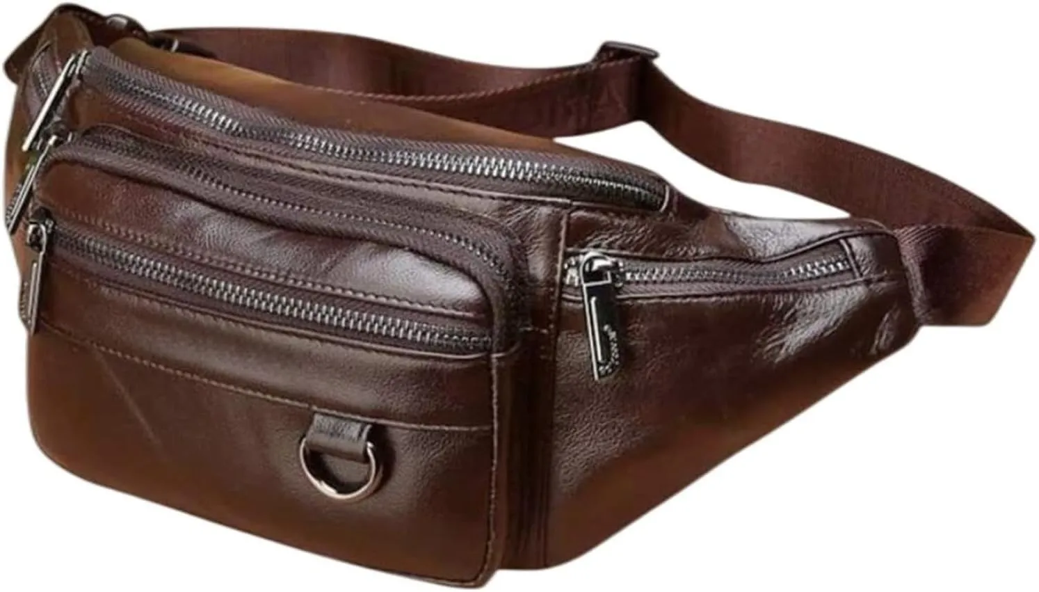 Leather Fanny Pack for Men, Large Waist Bag for Travel, Hiking Biking Motercycling Fishing Running Black Brown Coffee (coffee)