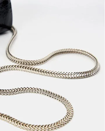 Leather Top Handle Zip Chained Crossbody Body Bag