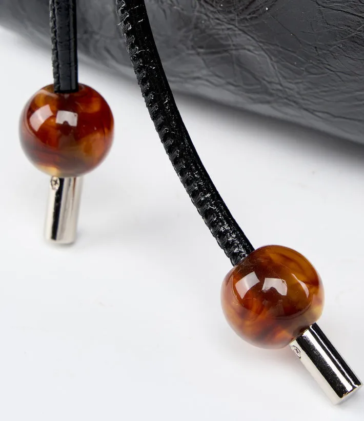 Leather Top Handle Zip Chained Crossbody Body Bag