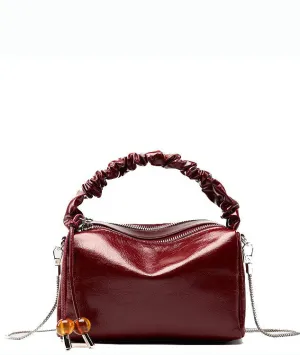 Leather Top Handle Zip Chained Crossbody Body Bag