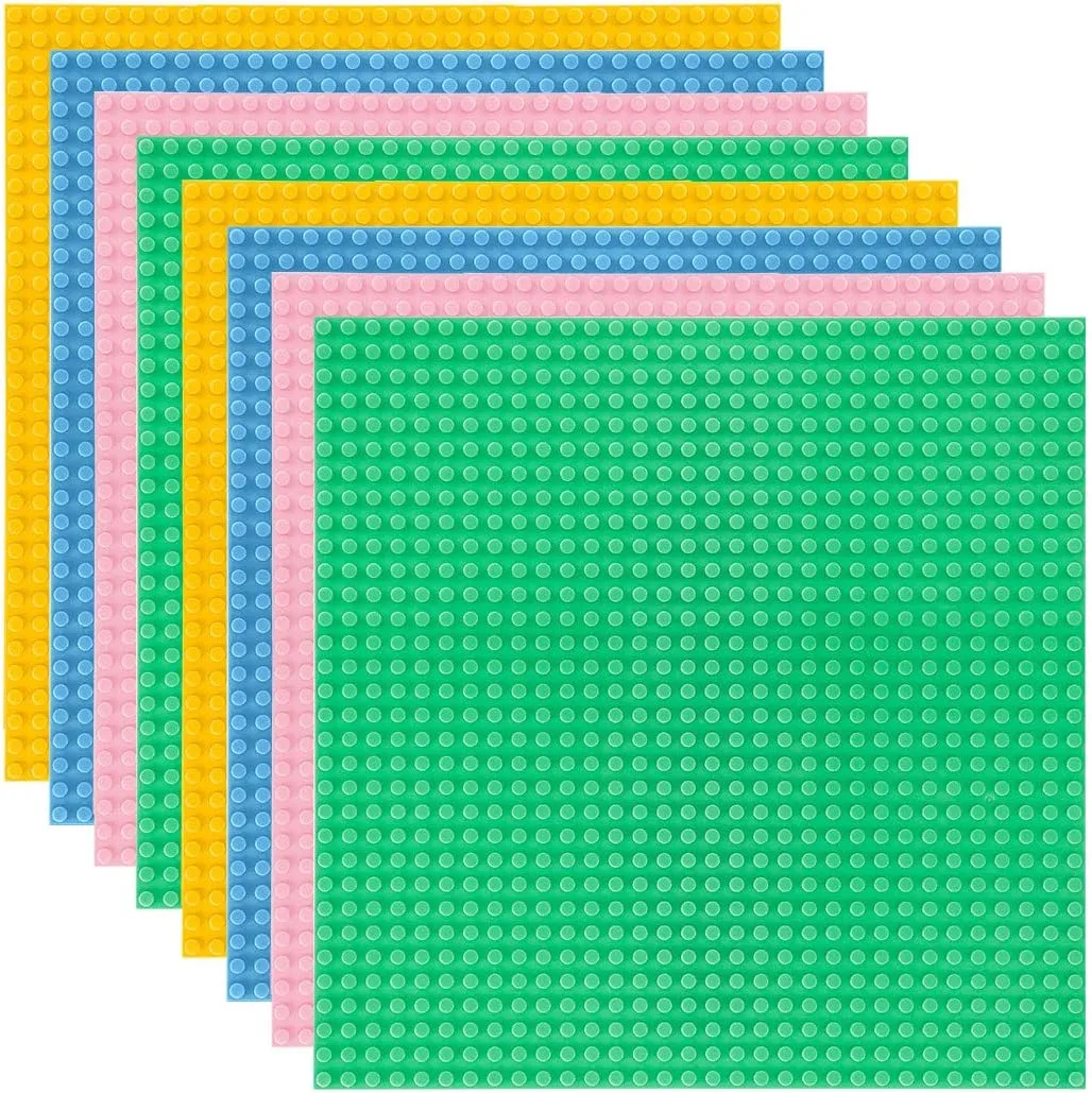 Lekebaby 8 Pack Classic Baseplates Building Base for Building Bricks, 10" x 10" Building Boards - 100% Compatible with Major Brands, Macaron