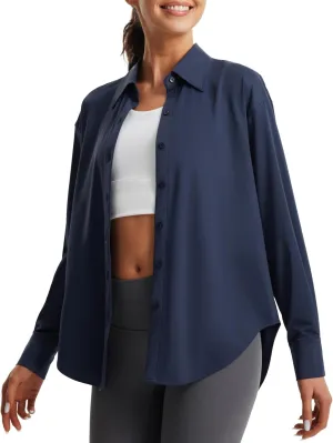 Libin Women's Sun Protection Shirts Long Sleeve UPF50  Button Down Shirt Quick Dry Swim Beach Cover Up for Hiking Safari
