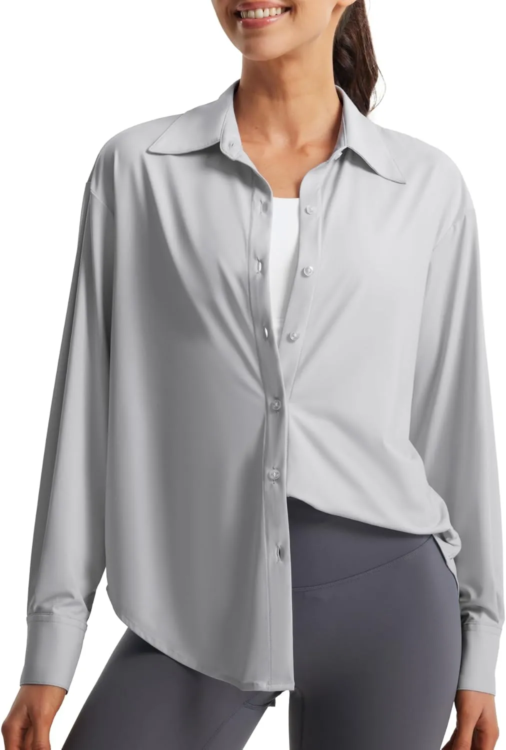 Libin Women's Sun Protection Shirts Long Sleeve UPF50  Button Down Shirt Quick Dry Swim Beach Cover Up for Hiking Safari