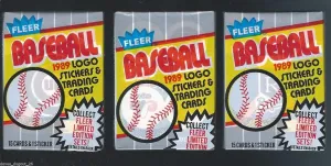 Lot of 3 1989 Fleer Baseball Wax Packs (45 Cards Total) Possible Ken Griffey Jr, Randy Johnson Rookie Cards